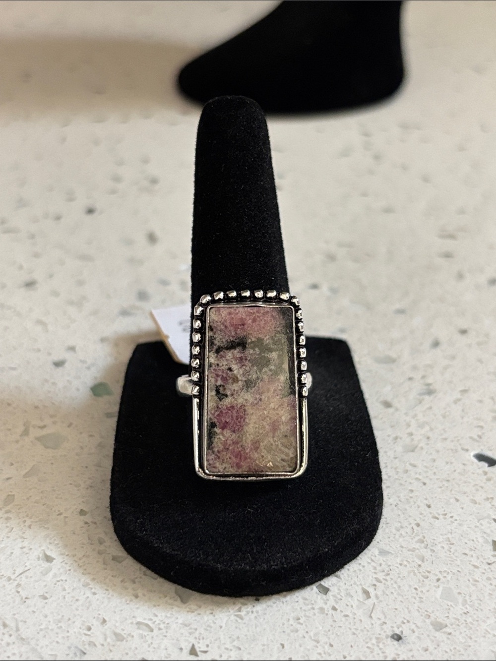Silver Rhodonite Gemstone Ring Size 9.5